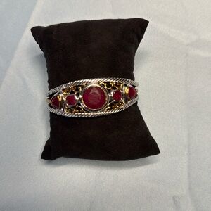 Natural Ruby Bracelet in Silver and Gold Metal